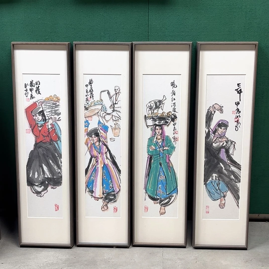 国画慕**雪刘海带框精装裱