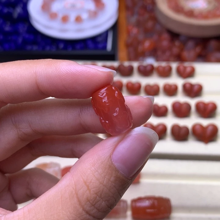 手***琴南红玛瑙未镶嵌珠宝半成品29