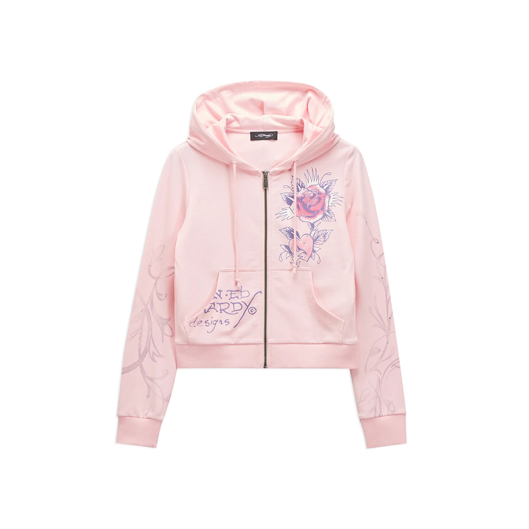 Ed Hardy/埃德哈迪甜酷爱心运动拉链衫长袖休闲潮服E1RAW399