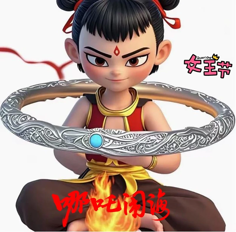 足银手镯 正品乾坤圈银手镯实心手工哪吒同款999纯银【女神节】送礼