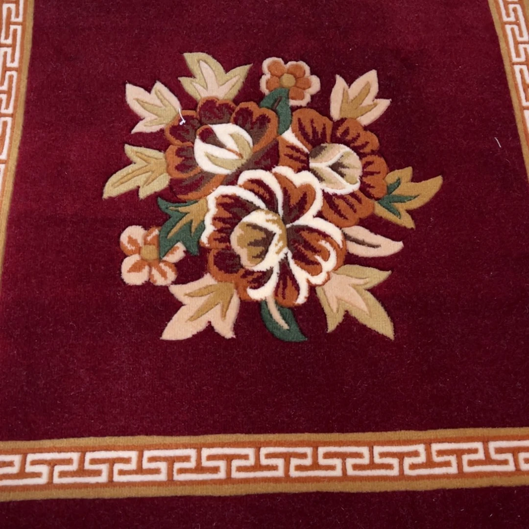 羊毛75×75红色牡丹