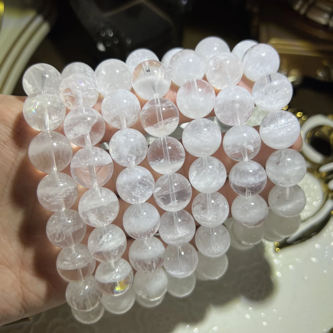 X100-高阶老矿天然喜马拉雅白幽灵水晶手串单圈-多样性发其一