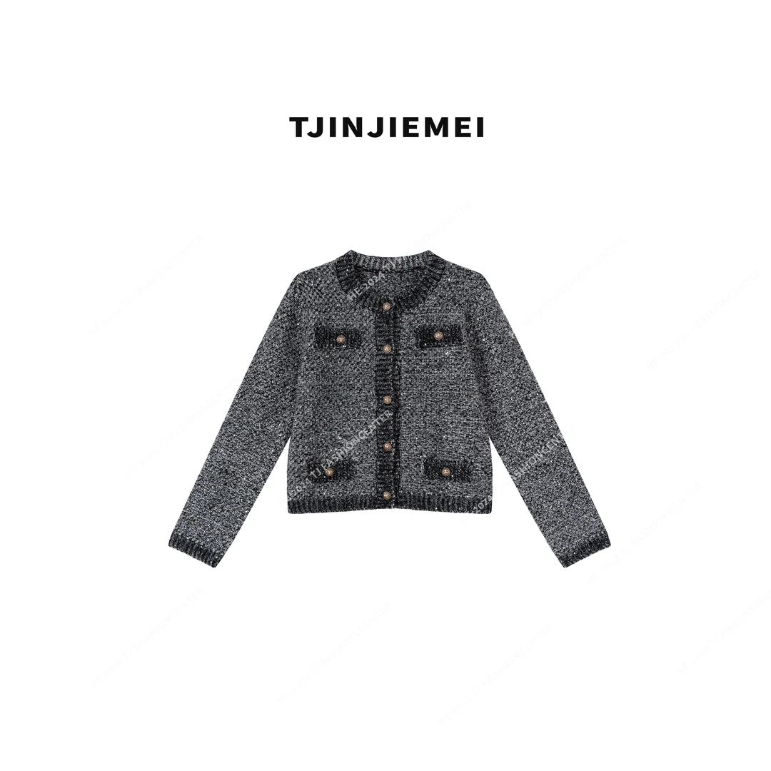 【T井姐妹】设计感冰岛小香风高订开衫气质温柔外套WT2409-590311