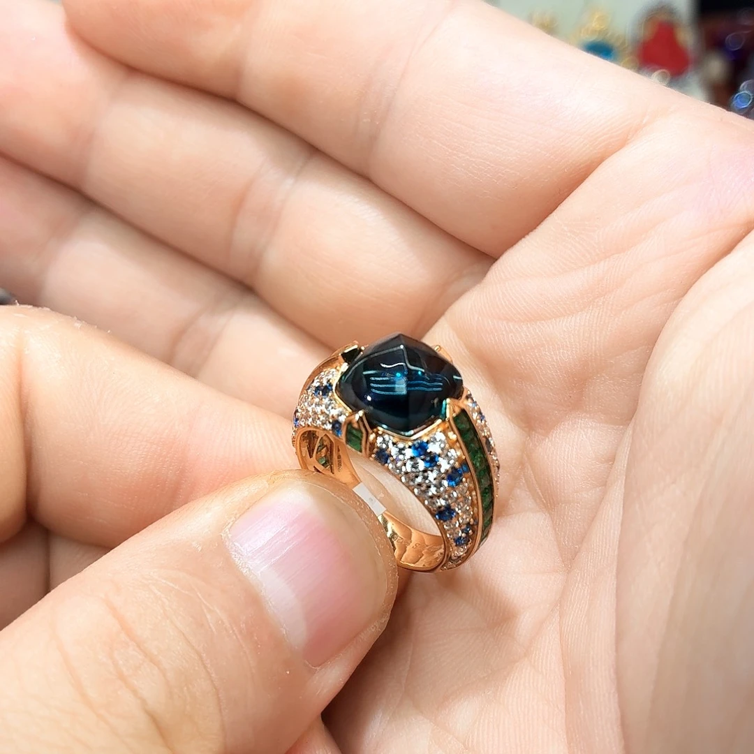 戒指托帕石银S925镶嵌