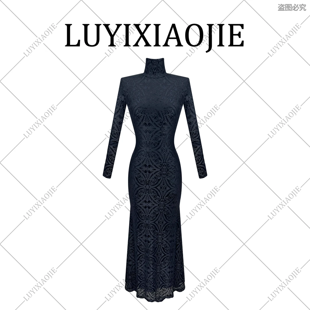 LYXJ【茉黎斯夜色】冬季气质显瘦修身连衣裙11441