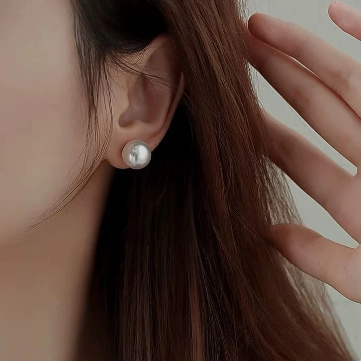 10-11正圆极光珍珠耳钉大灯泡赛澳白