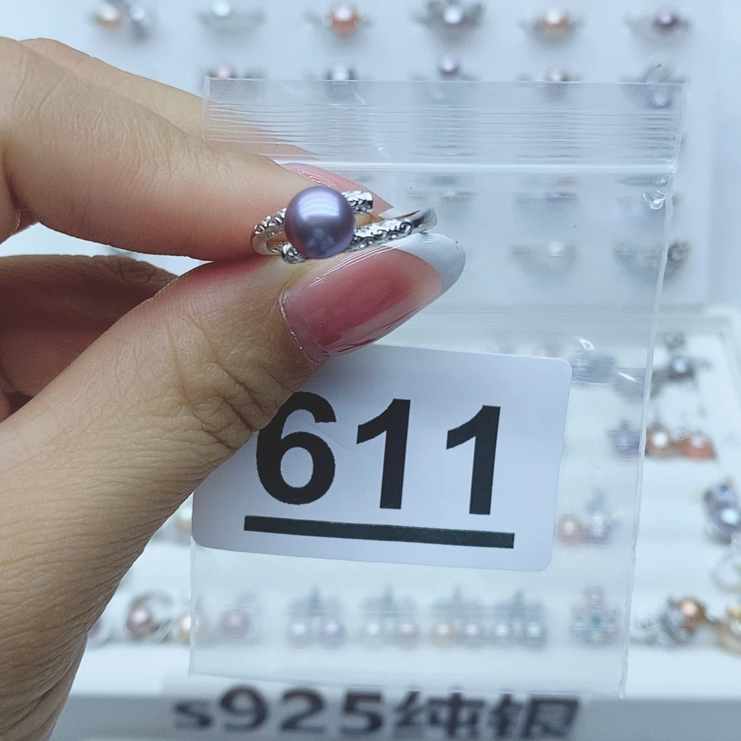 潜***伏戒指银S925镶嵌淡水珍珠611