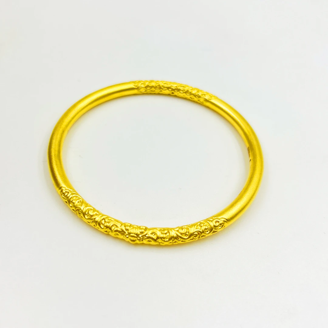 足金999 卷草纹 手镯 简约时尚百搭5D黄金工艺 A4