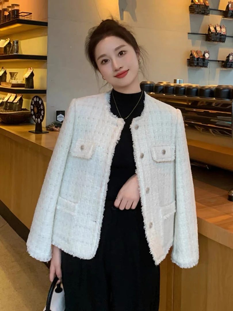法式复古流苏小香风外套2025春秋新款气质百搭小个子粗花呢短上衣
