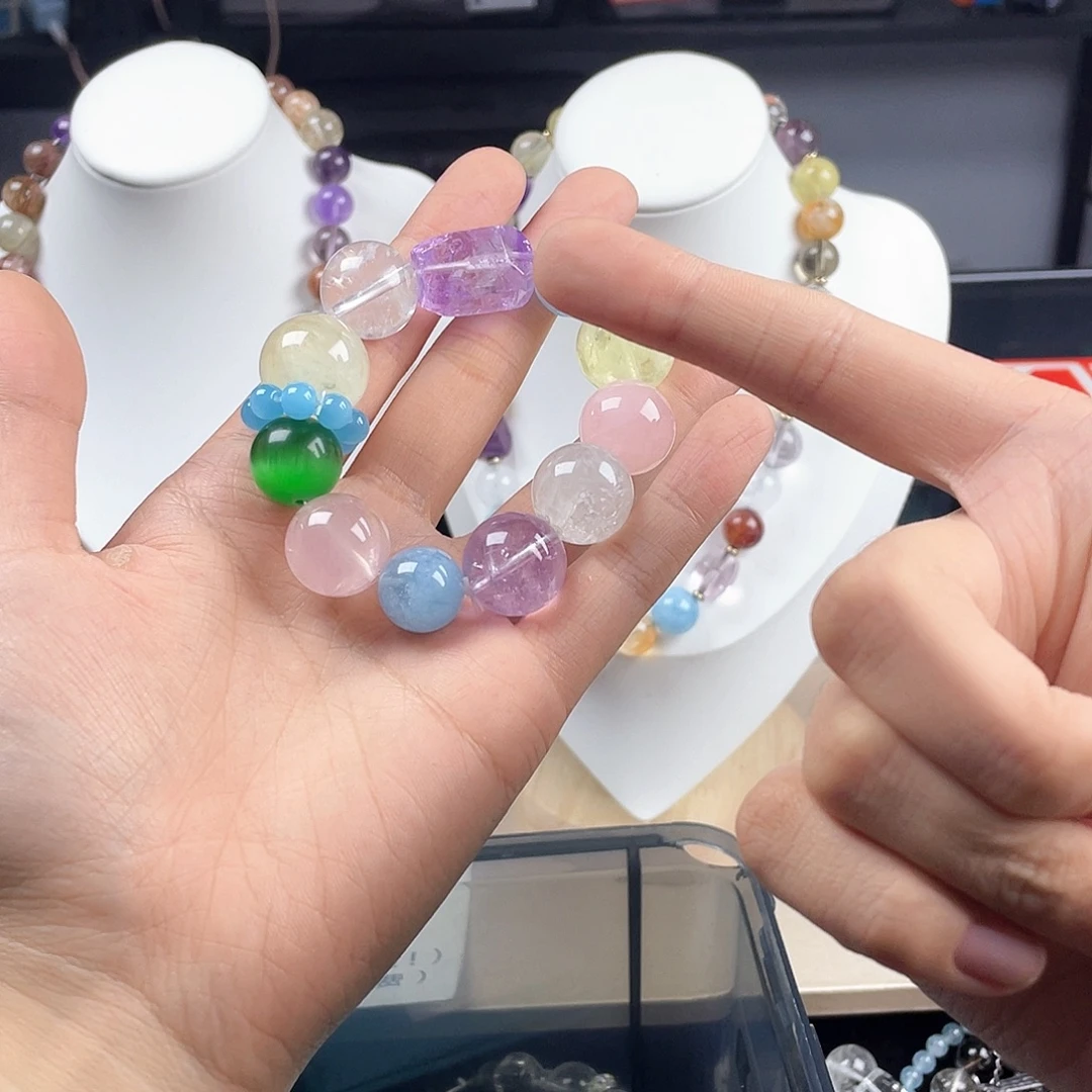 银S925镶嵌手链烟晶