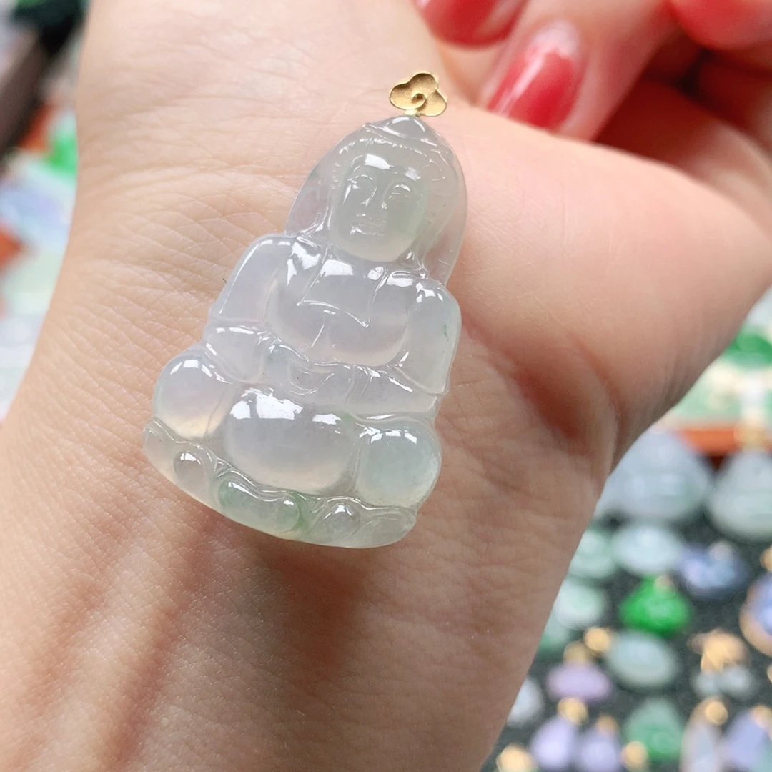 翡翠18K金镶嵌吊坠(不含链)