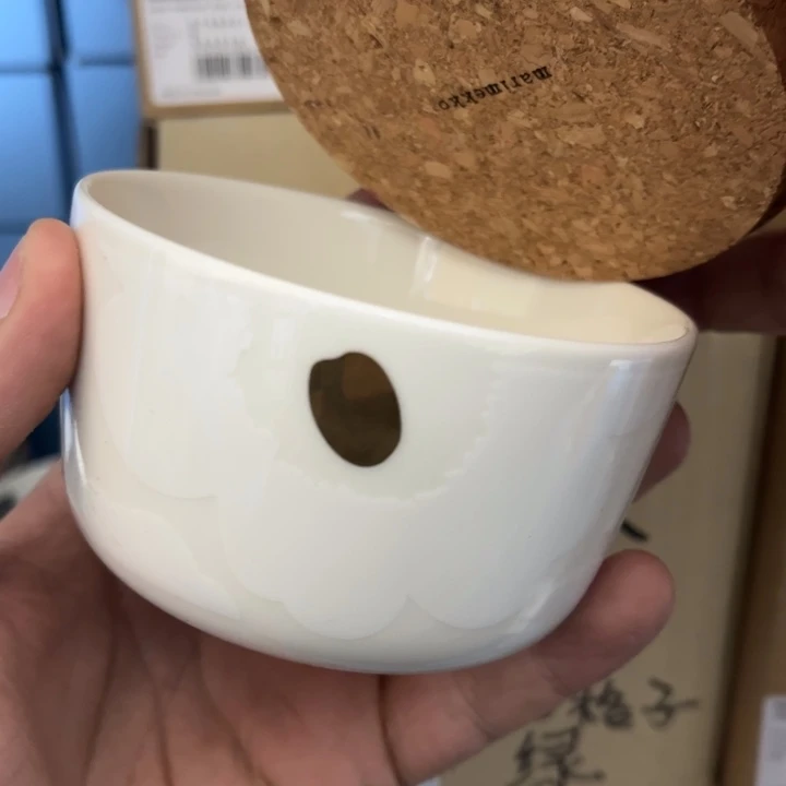 marimekko白花金芯盖碗250ml