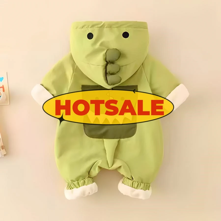 【加棉】冬季新款后背大兜搞怪恐龙可爱软萌婴幼男女宝宝衣服童装