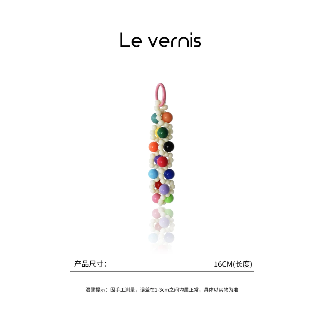 【工厂直销】串珠多巴胺撞色挂绳手木几链包挂件16cm带手机垫片