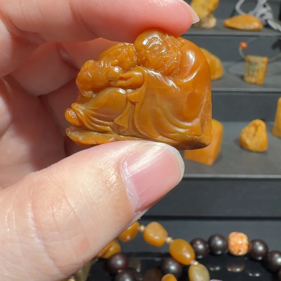 百***毛寿山石印石田黄人物