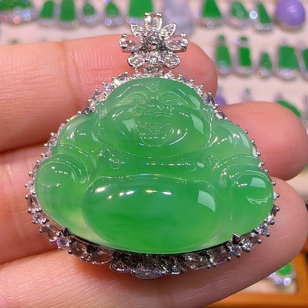 翡翠18K金镶嵌吊坠(不含链)