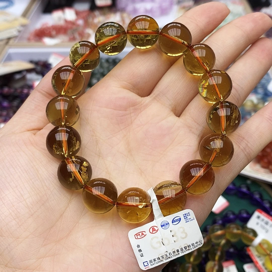水晶手链未镶嵌G633 黄水晶 13m+