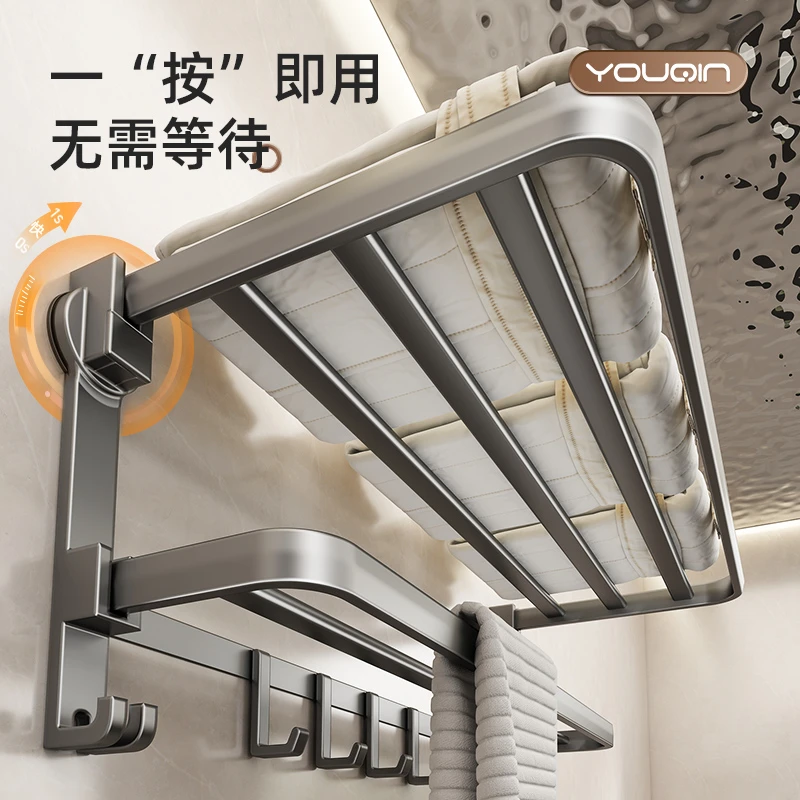 吸盘毛巾架免打孔卫生间置物架浴室淋浴房壁挂式浴巾置物收纳架子