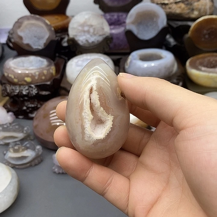 未镶嵌紫晶摆件粉晶蛋