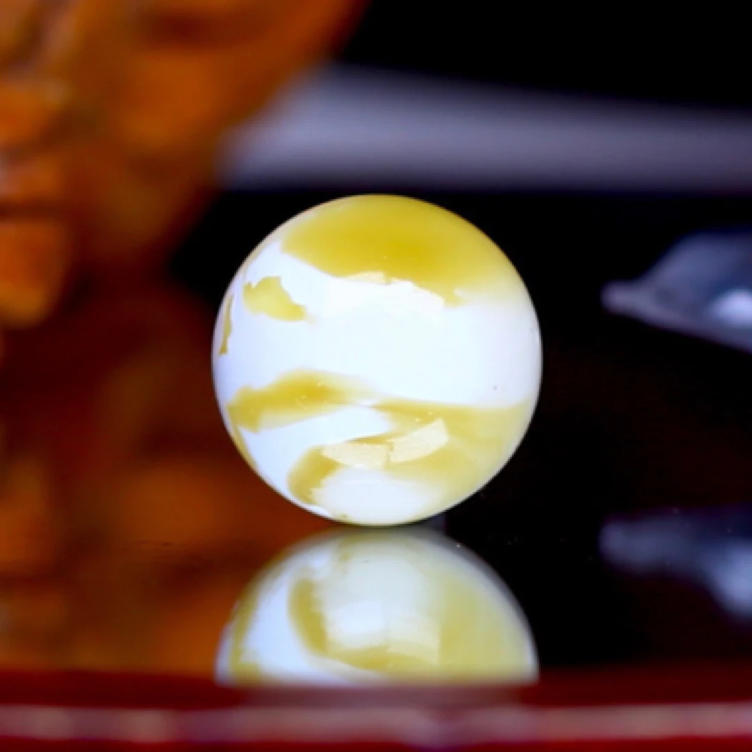 圆珠，12.8mm瓷金白俄料纹路也好看，打眼刚好最漂亮的完美展现