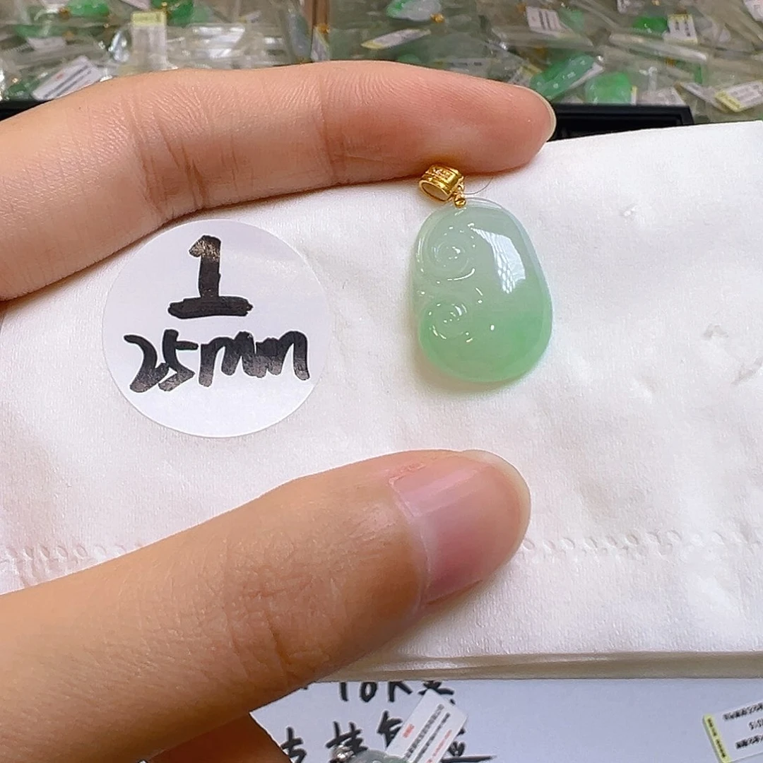 翡翠18K金镶嵌吊坠(不含链)翡翠