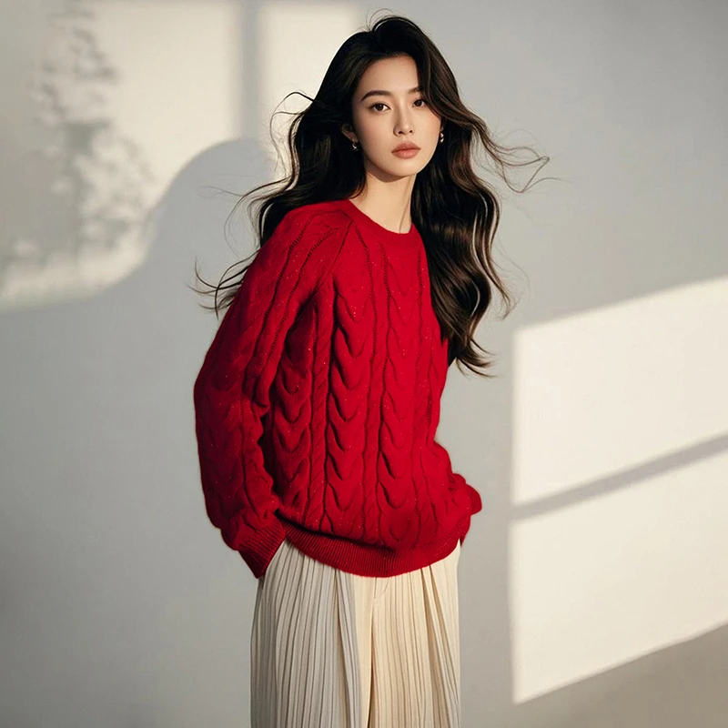 【断码清仓拼手速】毛衣绞花高弹针织衫女24090404