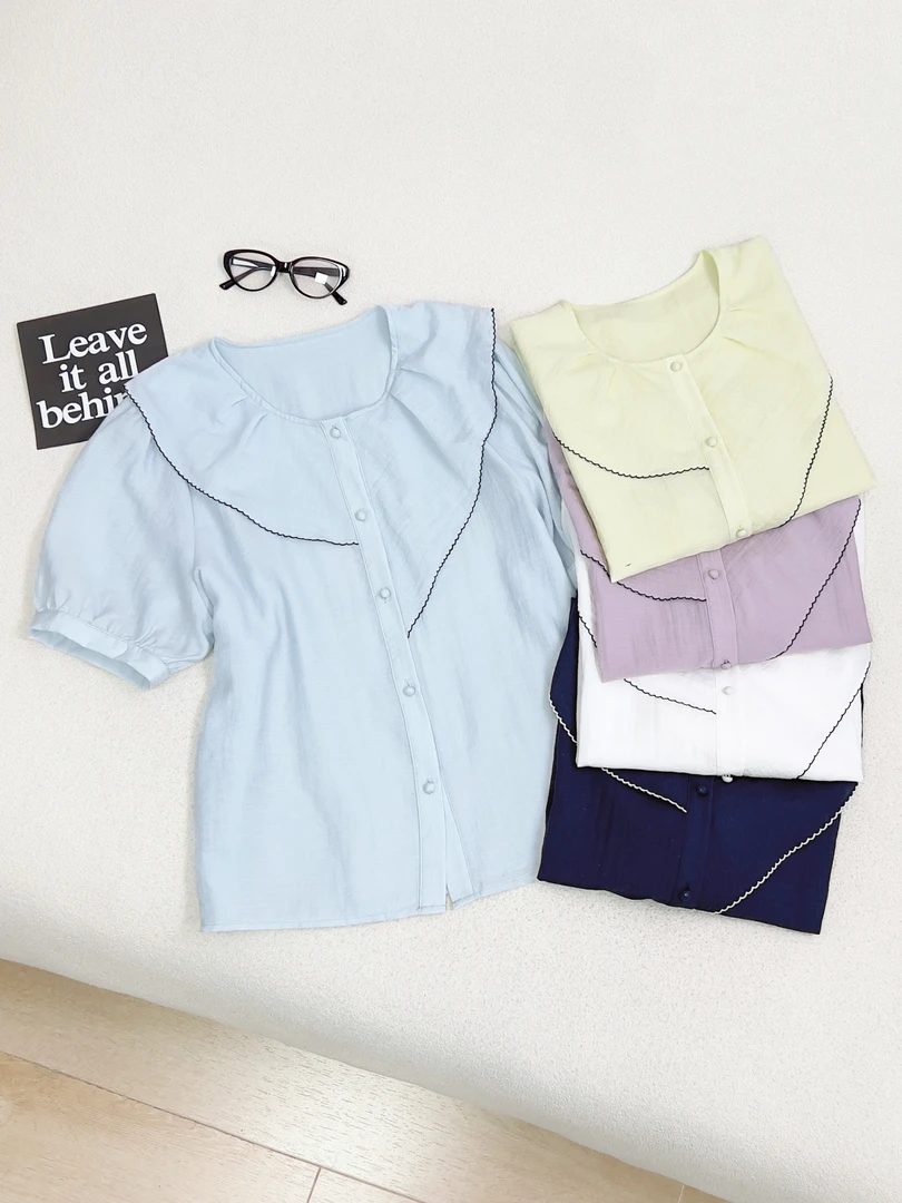 【女王洛克】韩版小众拼接设计衬衣减龄衬衫女洋气衣服女LK81967