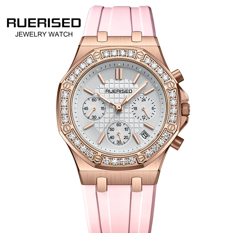 RUERISED【漫漫推荐】希斯德镶砖粉色胶带女款MR85002