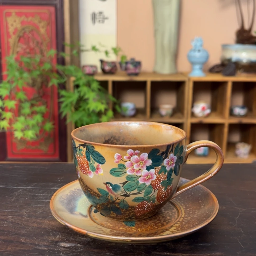 杯柴烧纯手工手绘陶瓷
