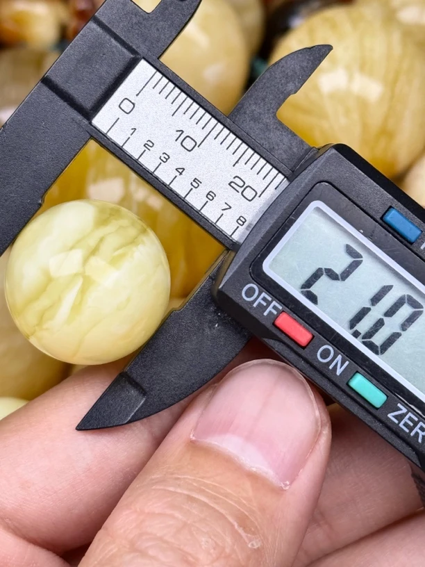 21mm俄料国矿一级料浓瓷白妖孽虎皮纹千层雪橘底金溶洞蜜蜡圆珠