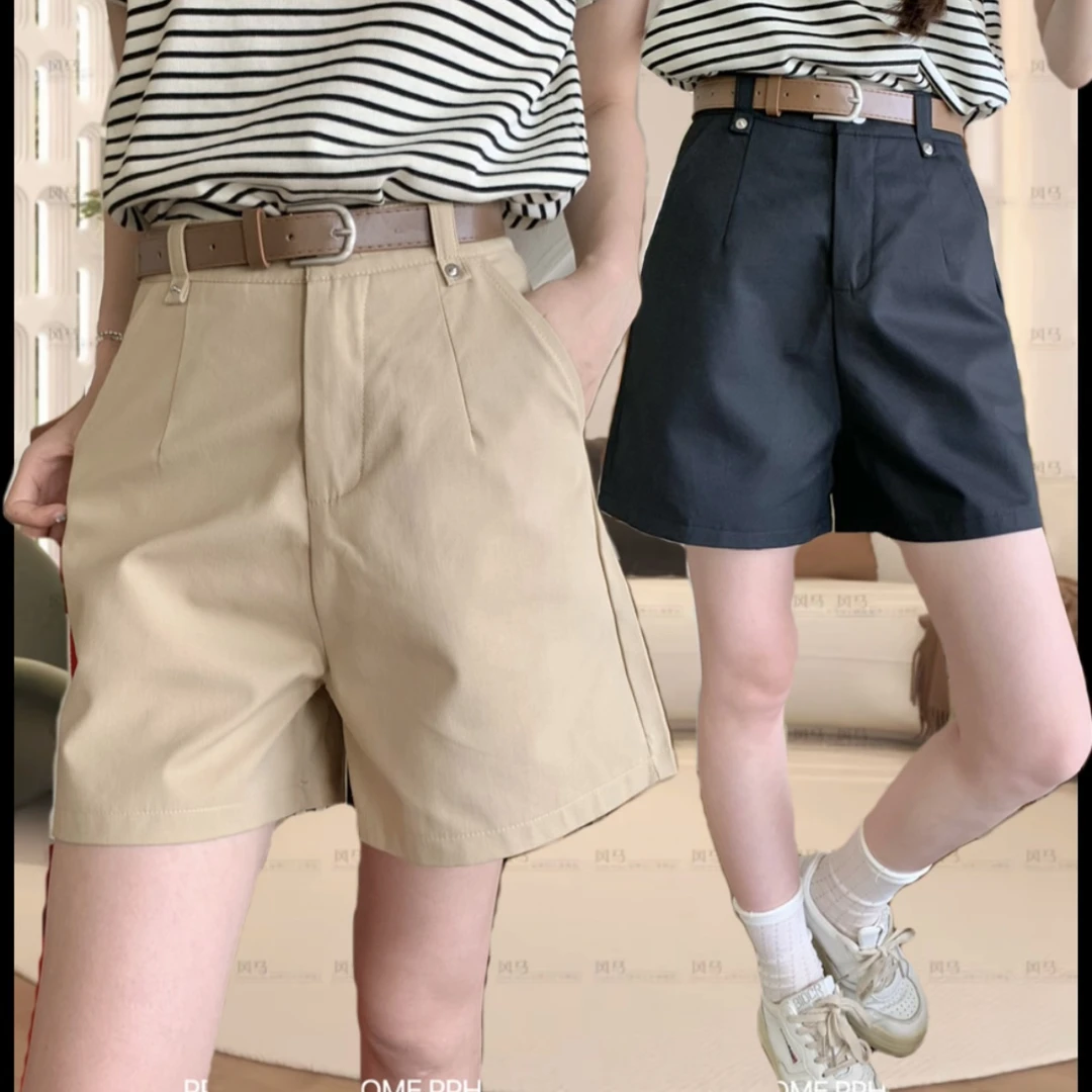 《今日破价》少年感中裤女五分休闲裤女夏季卡其色裤子百搭西装短裤