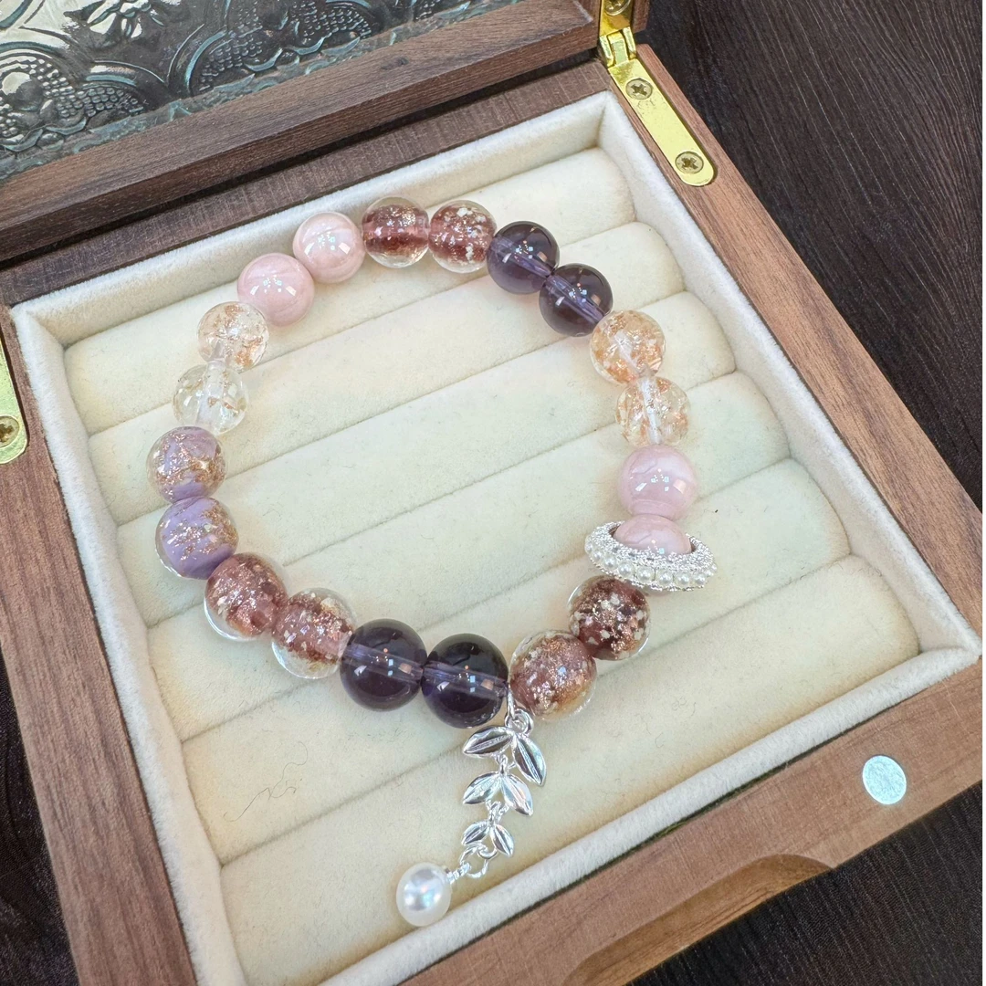 【金箔琉璃】天然水晶手串原创小众设计