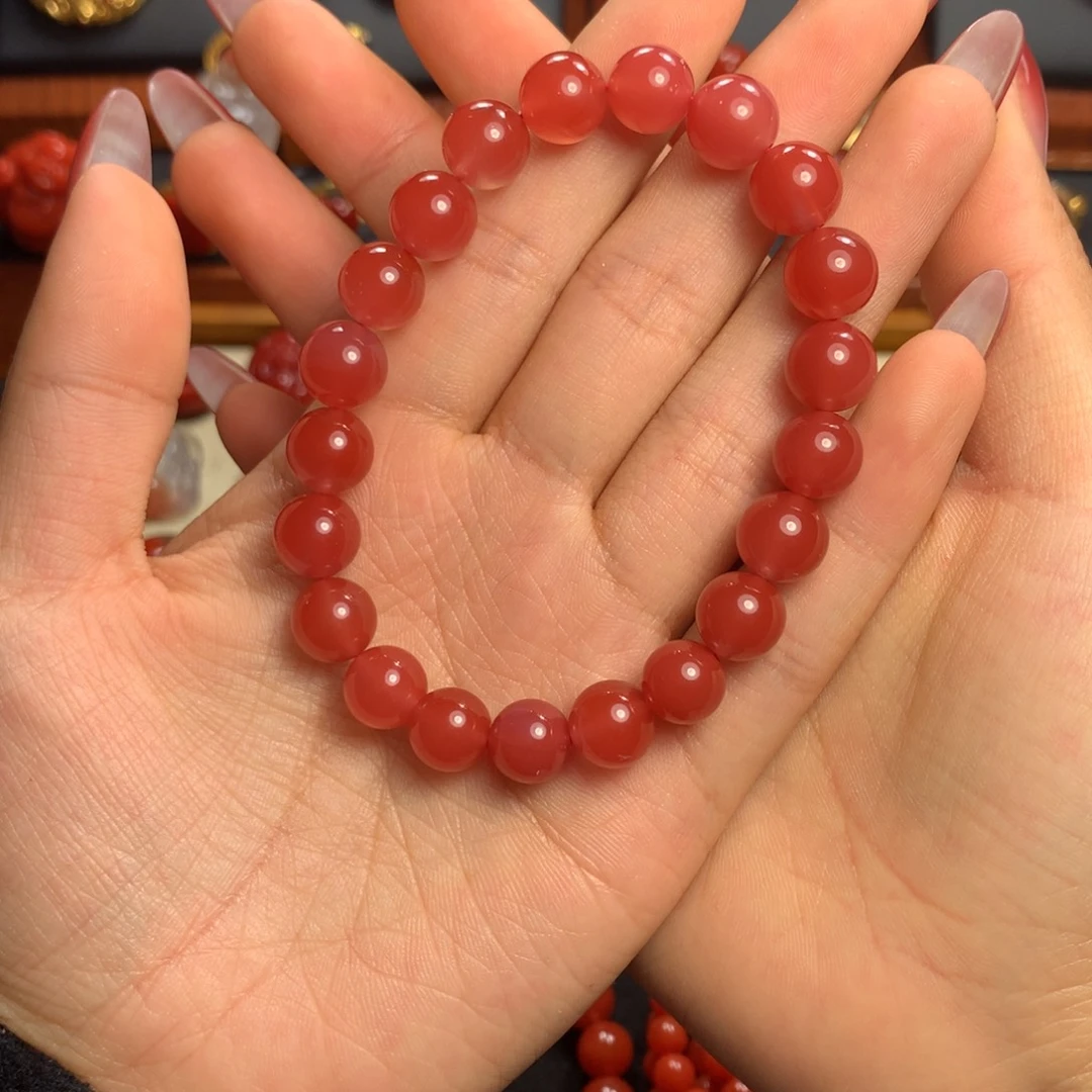 南红玛瑙未镶嵌9+冰粉手串