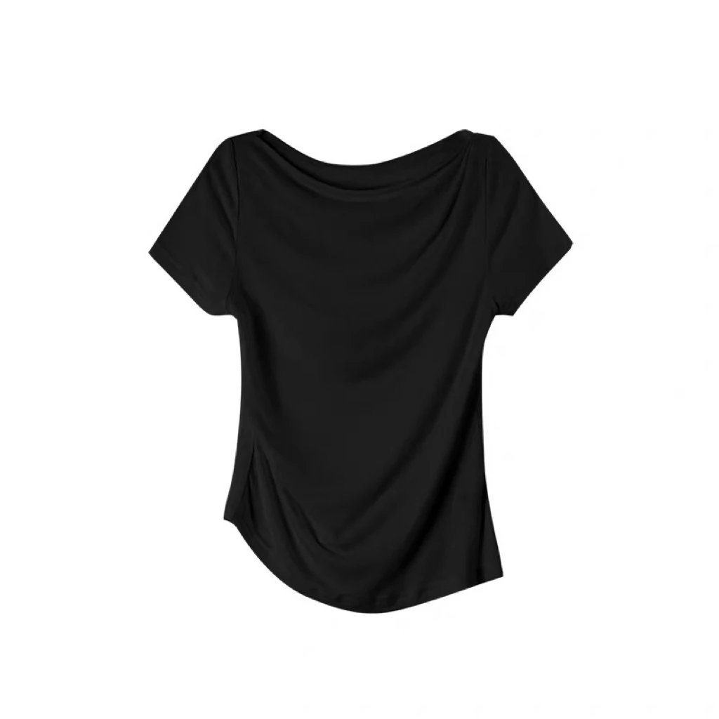 【一衣三穿】短袖上衣打褶小衫荡领T恤2025清凉一夏新品