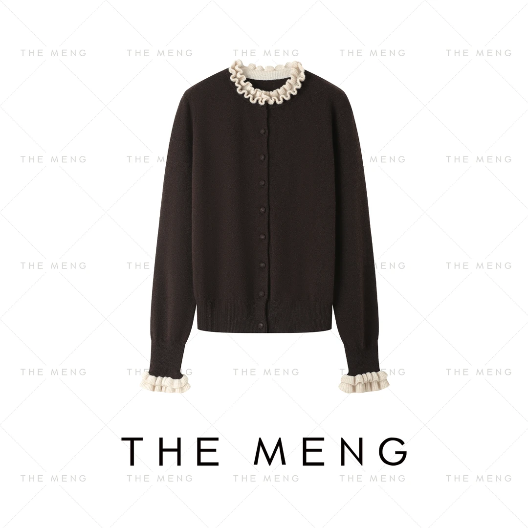 THE MENG【玛奇朵】山羊绒美利奴羊毛优雅针织开衫#M253E1103