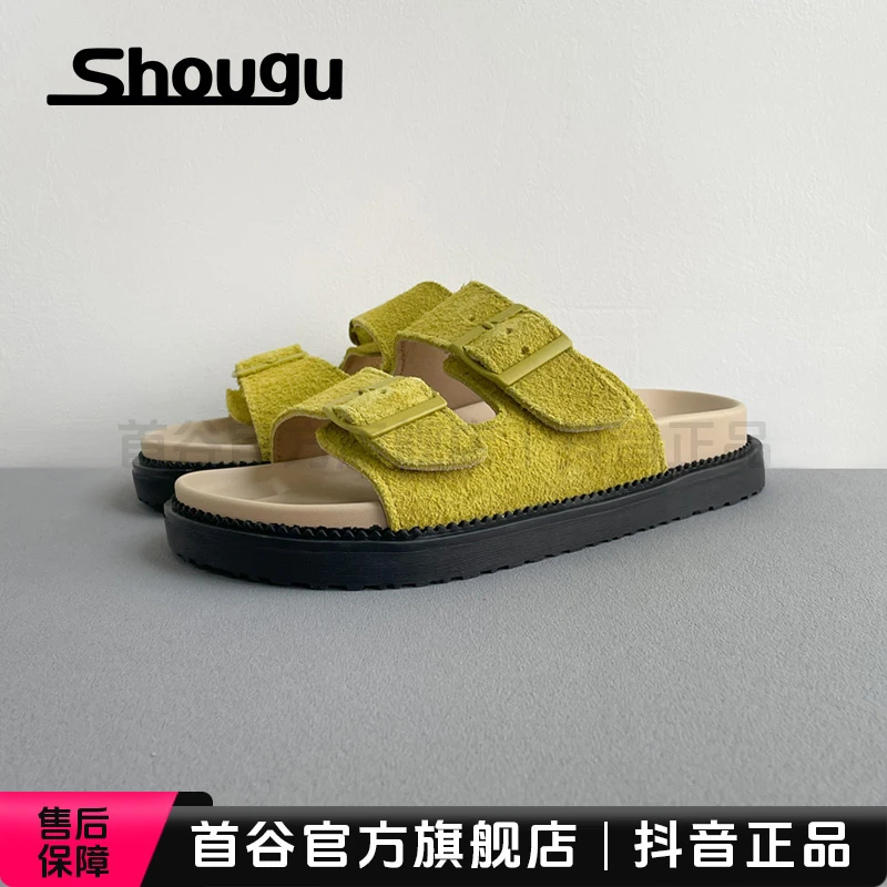 首谷一字厚底真皮勃肯拖鞋女2025新款外穿夏季轻便防滑不累脚凉拖