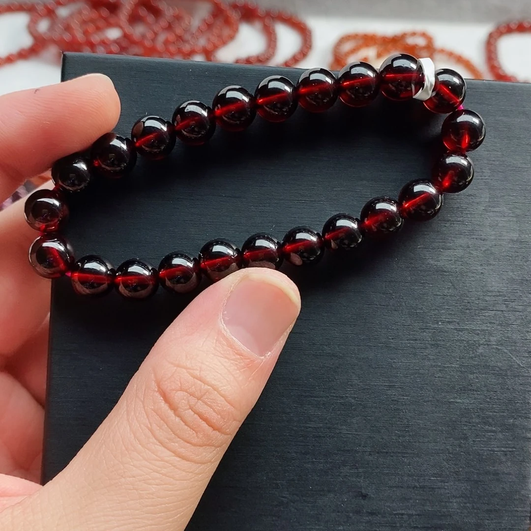 石榴石手链未镶嵌8.5mm特价