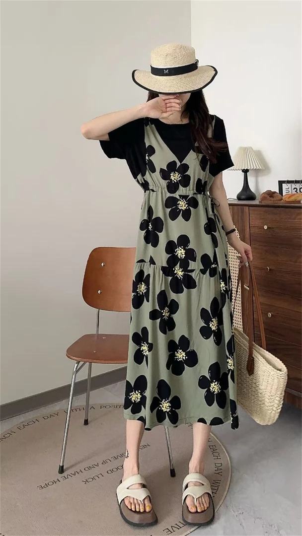 JDD-[心动不规则]2025夏季百搭显瘦假两件连衣裙GL-FC6230