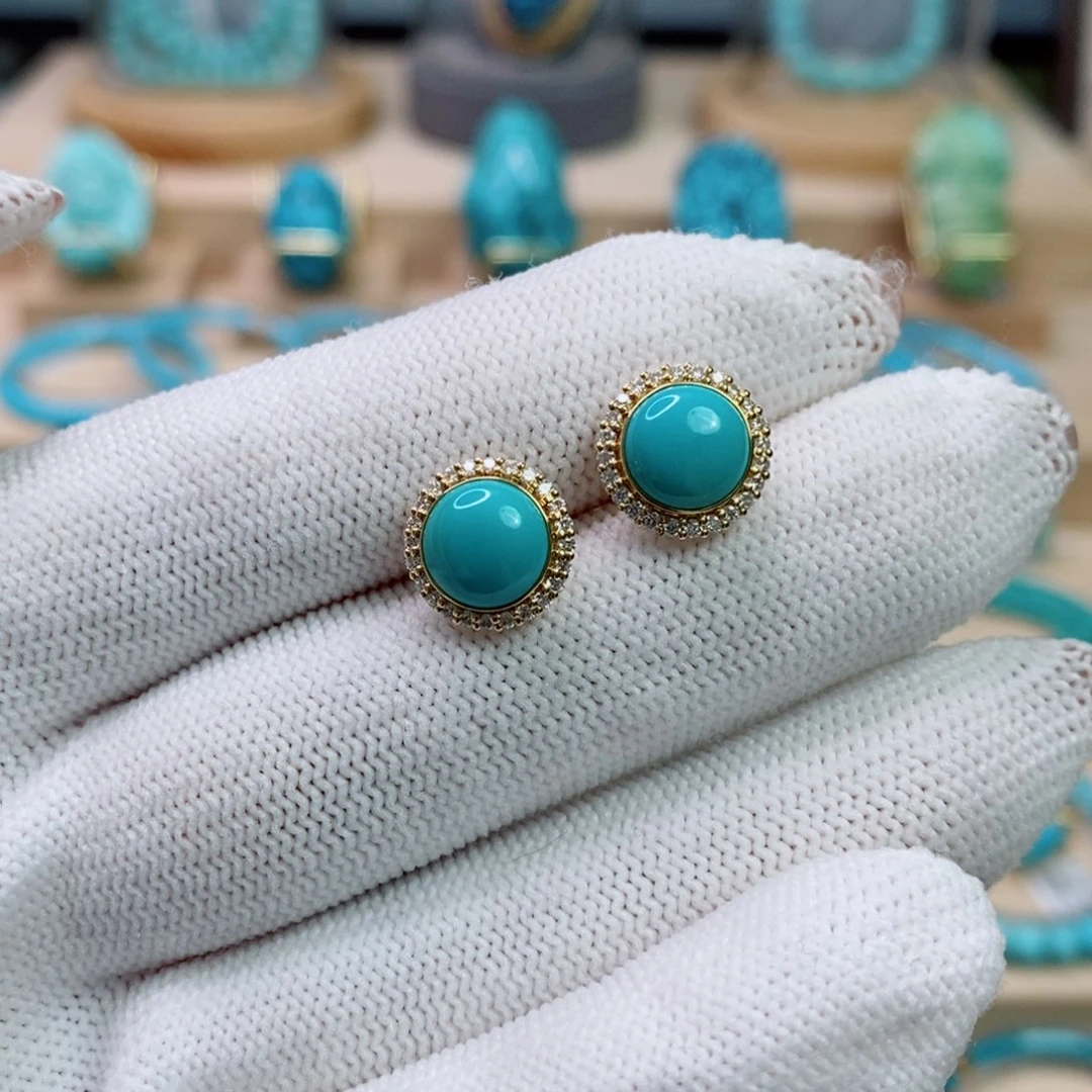 绿松石18K金镶嵌珠宝奇石