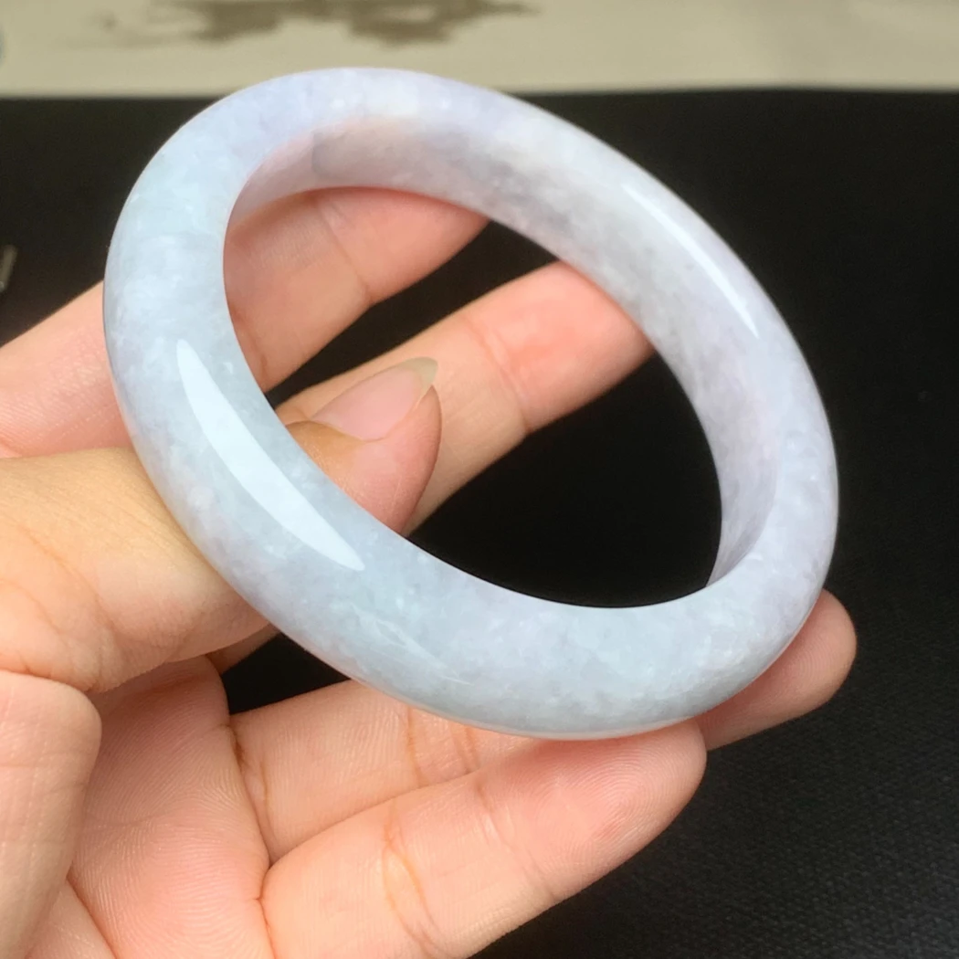 翡翠手镯57.5圈口天然翡翠A货紫罗兰手镯正圈正品翡翠玉手镯礼物