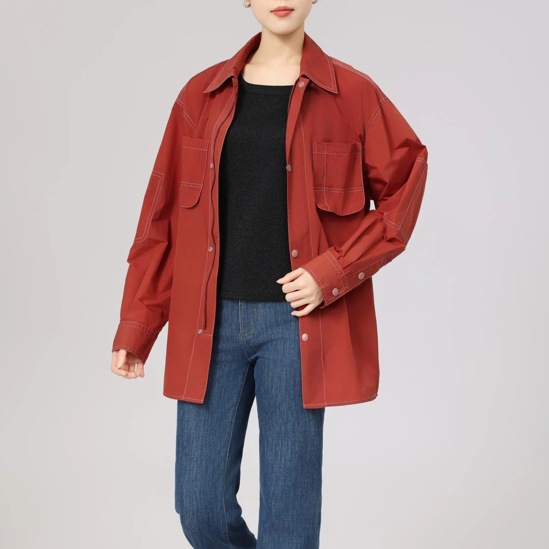 AMASS/阿玛施新款明线双口袋上衣外套宽松长袖衬衫5300913尤莱特