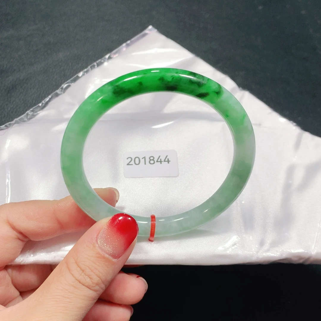翡翠未镶嵌手镯（圆镯）半山水辣绿03