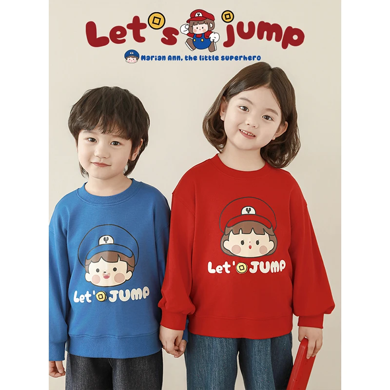 YOEHYAUL/幼悠春三波 原创卡通印花玩偶玛丽安安系列卫衣 GN6002