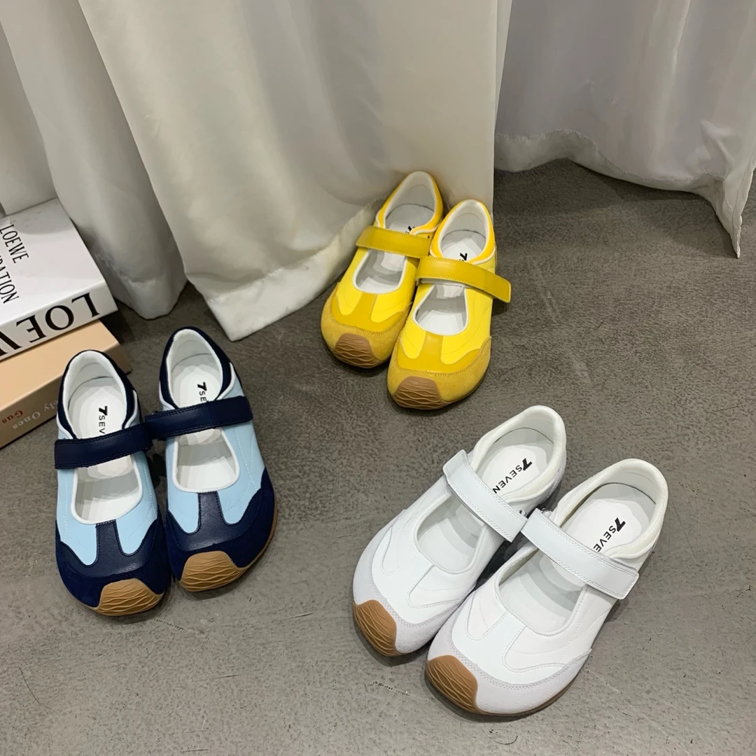 【新款】平底单鞋小白鞋玛丽珍鞋魔术贴厚底低帮韩版休闲玛丽珍女鞋