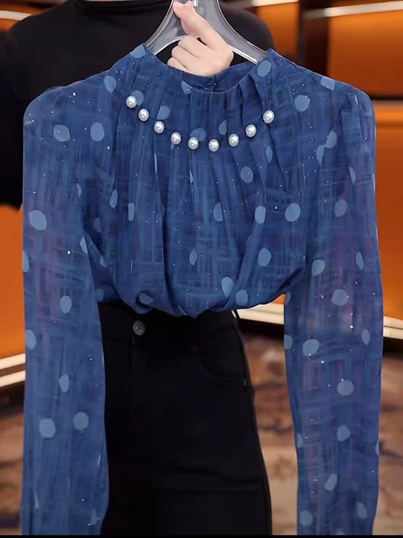 2025新款原版正品洋气百搭衬衫时尚重工手工钉珠轻奢小衫