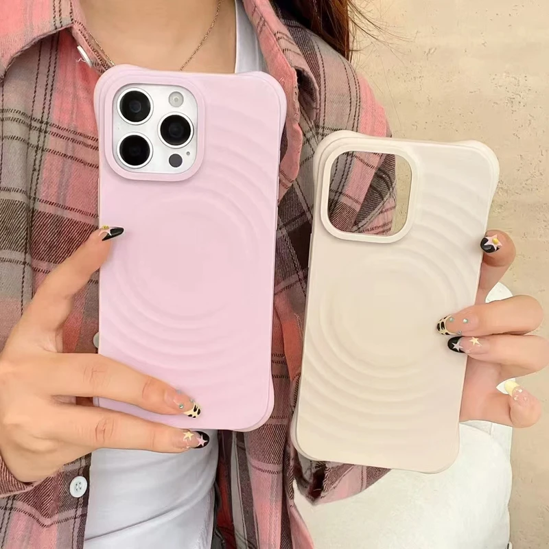 高级强磁吸壳波浪纹壳适用苹果16赵露思同款iPhone15硅胶肤感壳14