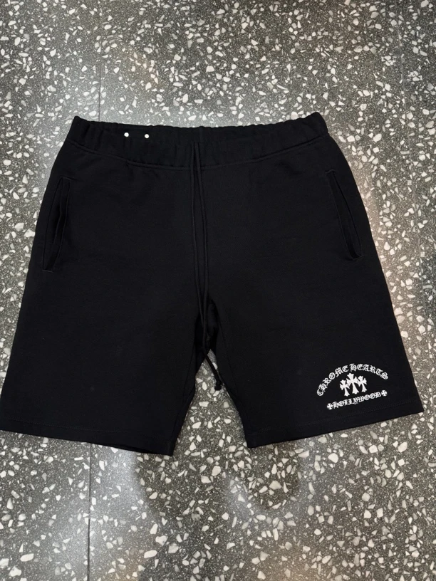 全新未使用 Chrome Hearts/克罗心 黑色刺绣三十字银饰短裤 XL码