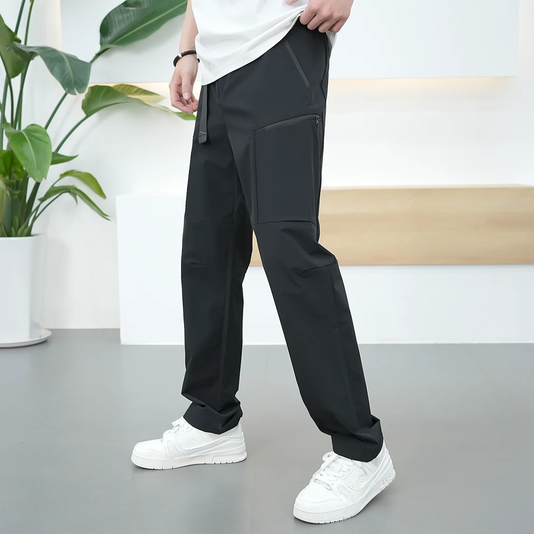 2025直筒冲锋裤透气夏季薄款宽松防水防静电防撕裂男士弹力裤子