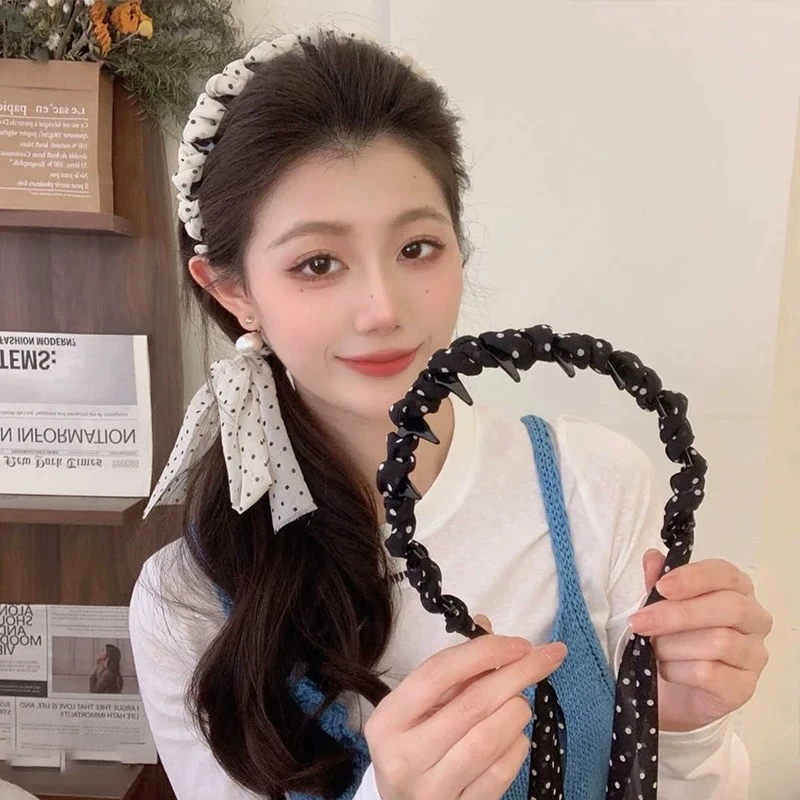【宇盛】波点飘带发箍女新款时尚气质发带丝巾百搭编头发发饰