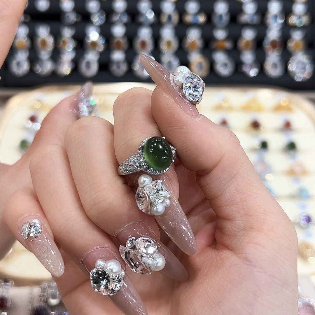水晶金色拖不保色介意慎拍银托不掉色银S925镶嵌W*～